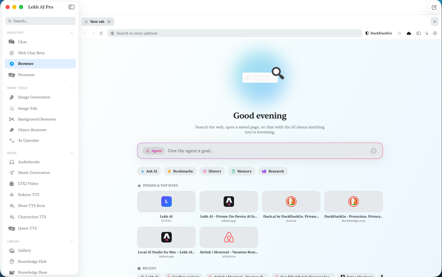 Lekh AI Pro agentic web browser with research mode